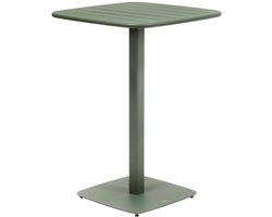 Hoge tuintafel voor 2 personen van staal met vierkant onderstel ALEGORIA