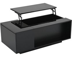 Hoge Verstelbare Salontafel 100x50x40cm Zwart MDF Verbergopslag Met LED Licht Schublade Multifunctionele Woonkamer Tafel Ideaal Voor Salons En Moderne Interieurs
