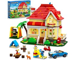 HOGOKIDS Meisjeshuis Bouwstenen - 1212 stuks met LED verlichting Bouwpakket– Speelgoed auto Glijbaan Schommel - Cadeau Kinderen jongens 6 jaar