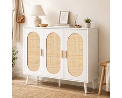 HOKEEPER schoenenkast met 3 deuren – smalle schoenenkast voor 22-25 paar schoenen – houten schoenenkast met open vak en opbergblad – vrijstaande schoenenopberger voor hal, entree en slaapkamer – wit – 100,2 × 40,2 × 87,5 cm