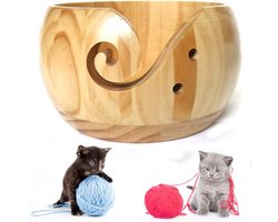 Holder Woolen Scale Yarn Bowl Wool Bowl Wood Woolen Wooden Bowl, Handmade Crochet Woolen Bowl Wooden Woolen Bowl Storage Bowl for Textile Yarn Round Wooden Bowl Knitted Woolen Storage Basket Wooden