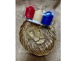 Hollande set Kaarsen en leeuwen schaaltje - Kaars - Schaal - Goud - Rood - Wit - Blauw - Nederland - NL - Nederlands - Cadeau set - Kado - Woon - Woonaccessoire - Woonaccessoires - Sfeer - Ontspanning - Interieur - Home - Deco - Decoratie Decoratief