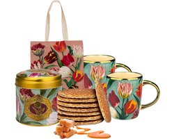 Hollands cadeautjes - Hollandse Koffiemokken met Stroopwafels in blik - Tulpen - Typisch Hollands