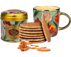 Hollands cadeautjes - Hollandse mok met Stroopwafels in blik - Tulpen - Holland souvenir - Holland pakket