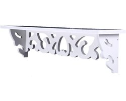 Holle Muur Opknoping Planken Chic Filigraan Stijl Wit - Decoratie Plank Boekenplank Kaars Plank - Wandmontage Opbergrek - Woondecoratie met Stijlvol Design - Smaakvolle Wanddecoratie - Houten Materiaal - Witte Kleur