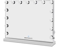 hollywood make up spiegel met verlichting - 58 cm x 43 cm - zonder rand - drie lichtstanden - wit