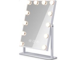 Hollywood make-upspiegel - 360 graden Gratis Rotatie - Slim aanraakscherm - Drie Licht Instellingen - Desktop make-upspiegel - 30cm x 41cm Wit can