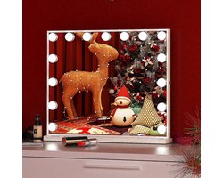 Hollywood make-upspiegel - Drie Licht Instellingen - 10x Vergroting Vanity Spiegel - Desktop make-upspiegel - 58cm x 46cm Wit