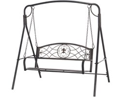Hollywood Schommel - Houten Schommelbank - 2-zits Tuinbank - Vintage Design - Messing Look - Tuinschommel 2 Personen - tot 220 kg - Schommelstoel - Tuinmeubelen - voor Tuin, Terras, Balkon