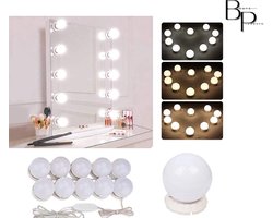 Hollywood spiegellampen - spiegelverlichting - make up spiegellamp - 10 dimbare LED lampen - 3 lichtstanden- make up spiegellamp -