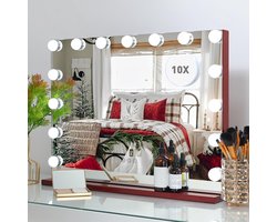 Hollywood Spiegelverlichting voor Kaptafel LED Make-upspiegel 58 x 46 cm Rood