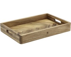 HOLM Houten Dienblad – Serveerblad met Handgrepen & Hoge Rand – Visgraatpatroon – Ideaal voor Ontbijt, Snacks & Drankjes – Acaciahout – FSC Gecertificeerd – 45,7 x 30,5 x 6,3 cm – Hout
