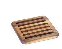 HOLM Houten Onderzetter – Hittebestendige Pannenonderzetter voor Tafel & Keuken – Vierkant Design met Sleuven – Acaciahout – FSC Gecertificeerd – 18 x 18 cm – Hout