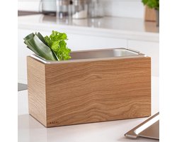 Holma Design Biologische afvalemmer, 4,5 liter, vaatwasmachinebestendig en van echt houten veneer; keukencompostemmer voor biologisch afval; eiken