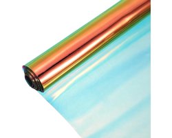 Holografische heldere pvc-vinylfolie, holografische pvc-stof, waterdichte dichroïsche folie, 30,5 x 122 cm, voor handtassen, bogen, oorbellen, doe-het-zelf handwerk, laser oranje geel
