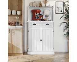 HOLTICO - Multifunctionele keukenkast - Vrijstaand - Wit - Met verstelbare planken voor keuken, woonkamer, slaapkamer, eetkamer en garage