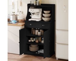 HOLTICO - Multifunctionele keukenkast - Vrijstaand - Wit - Met verstelbare planken voor keuken, woonkamer, slaapkamer, eetkamer en garage