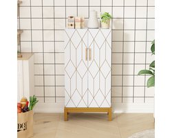 HOLTICO – Multikast – Vrijstaand, verstelbare planken, gouden poten – Voor keuken, bad, woon-, slaap-, eetkamer en garage-wit
