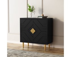 HOLTICO - Opberg - Dressoir - Uitgerust met 2 deuren - Veelzijdige opslagkast - Geschikt voor woonkamer, keuken en slaapkamer-Zwart