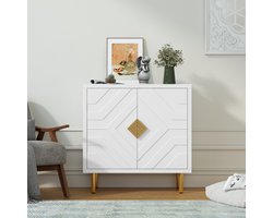 HOLTICO - Opbergcollectie - Dressoir - Met twee opbergdeuren - Grote opbergruimte - Multifunctioneel voor woonkamer, keuken en slaapkamer-wit