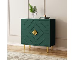 HOLTICO - Opbergserie - Dressoir - Uitgerust met twee deuren - Ruime opbergcapaciteit - Geschikt voor woonkamer, keuken en slaapkamer-groen