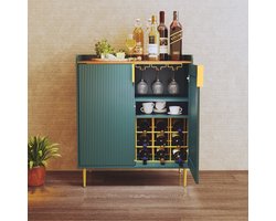 HOLTICO - Wijnkast - Met rek voor 9 flessen - Moderne houten barkast - Flessenrek - Voor bar, keuken, eetkamer en woonkamer