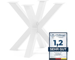 HOLZBRINK Tafelpoten van metaal tafelonderstel voor eettafel keukentafel vergadertafel 85x80x72 cm wit 1 stuk HLT-19-J-FF-9016