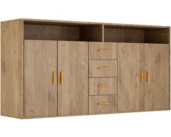 HOMAVO BG1-L Dressoir – 160 cm – 4 Laden, 2 Deuren & 2 Open Vakken – FSC-gecertificeerd