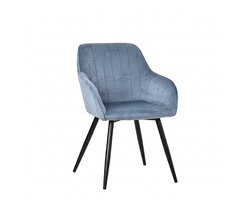HOMAVO Eetkamerstoelen YZ5 – Set van 4 – Armleuningen – Velvet – 58×63×81 cm – Blauw