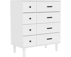 HOMAVO Ladekast DG3 – 8 Lades – 75x87x40 cm – Staand Dressoir – Mat Wit / Zwart / Walnoot – Modern Design