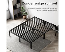 HOMAVO Metalen Bed 180x200x30 cm - Stalen Bedframe - Anti Slip - Opbergruimte - Schroefloze Montage