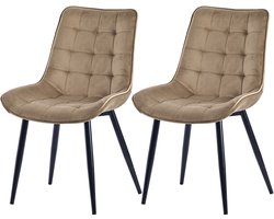 HOMAVO YZ2 Set van 2 Eetkamerstoelen – Velvet/Fabric Stoelen met Metalen Poten – 53x62.5x88 cm – Comfortabel & Stijlvol – Modern Design