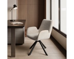HOMAVO YZ7 Stoelenset – 2 stuks – Eetkamerstoelen met armleuningen – 360° draaibaar – Modern & Comfortabel – Stoffen of Vintage kunstleer – 56x59x82 cm
