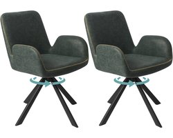 HOMAVO YZ7 Stoelenset – 2 stuks – Eetkamerstoelen met armleuningen – 360° draaibaar – Modern & Comfortabel – Stoffen of Vintage kunstleer – 56x59x82 cm