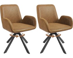 HOMAVO YZ7 Stoelenset – 2 stuks – Eetkamerstoelen met armleuningen – 360° draaibaar – Modern & Comfortabel – Stoffen of Vintage kunstleer – 56x59x82 cm