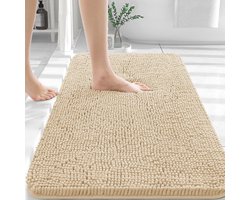 Homaxy Badmat – Absorberende Douchemat – Chenille Badkamer – Wasbare Badmatten – Beige – 51x76 cm