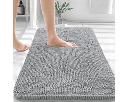 Homaxy Badmat – Absorberende Douchemat – Chenille Badkamer – Wasbare Badmatten – Grijs – 51x76 cm