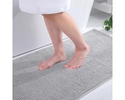 Homaxy Chenille Badmat - Antislip badmat - Absorberende badmat - Fluffy badkamervloermat - Grijs - 50x80 cm