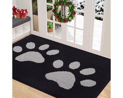 Homaxy - Deurmat Binnen - Anti slip Deurmat - Schoonloopmat - Droogloopmat voor binnen - 61X92 - zwart met grijs