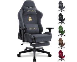 Homaxy Gaming stoel - luxe imitatie suède Gamestoel - Gamestoel met Voetsteun - hoofdsteun en lendenkussen-3D armleuningen - Grijs