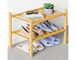 Homaxy Schoenenrek (2 niveaus)-Bamboe Schoenenrek - Voor 9 paar schoenen- 68x28x33cm - Bamboe - Houtkleur