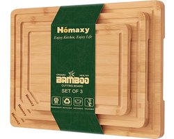 Homaxy Snijplankenset 3 stuks - Snijplanken bamboe - Luxe Snijplanken Set - Keukenplanken（30.5*20.5*1.8，38*25.5*1.8，44.5*30.5*1.8 cm）