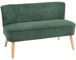 HOMCOM 2-zitsbank ribstof met houten frame - Loveseat - Tweezitsbank - Groen