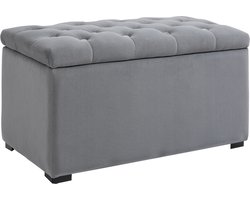 HOMCOM 3-delige bank met opbergruimte 2 x poef bekleding schuimstof grijs 833-160