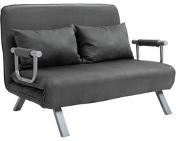 HOMCOM 3-in-1 tweepersoonsbank - met armleuning - opklapbed - grijs