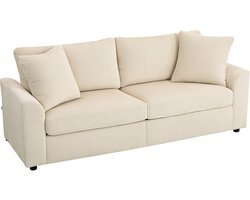 HOMCOM 3-zits bank - polyester - 212L x 80B x 88H cm - crèmewit