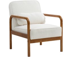 HOMCOM-Accent Chair-Boulée wollen effect stof (100% polyester)-67x80x83cm-Wit
