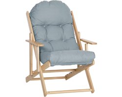 HOMCOM Accentstoel Beukenhout, schuim 71L x 89B x 96H cm Lichtgrijs