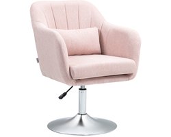 HOMCOM-Accentstoel-Linnen (100% polyester)-60x60x91cm-Roze