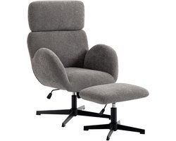 HOMCOM Accentstoel met Voetenbank-Polyester, Schuim-71L x 70B x 108H cm-Grijs